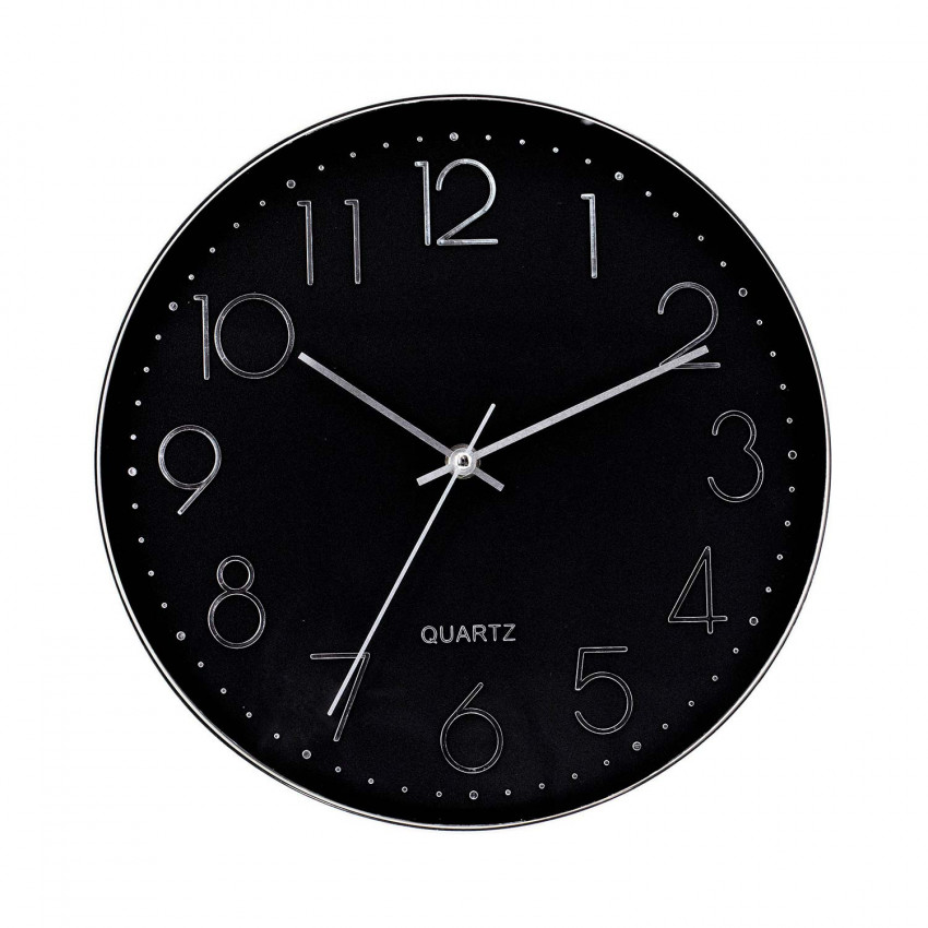 Controlar Adiccion Materialismo Reloj de Pared Moderno en Relieve con fondo Negro Ø30 cm Thinia Home